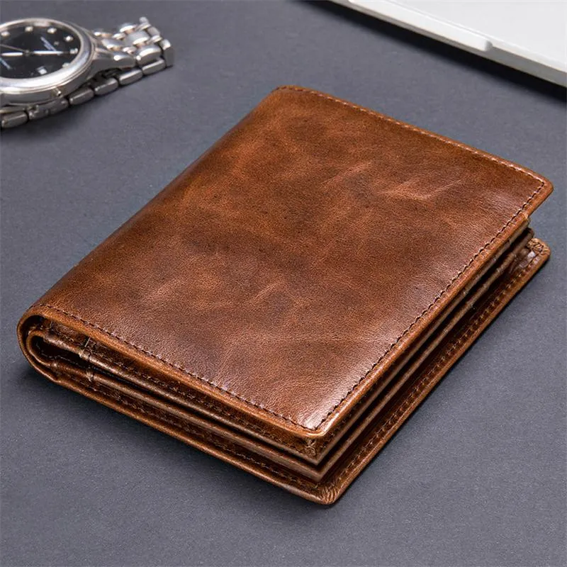 Leather Anti-Theft RFID Blocking Vintage Cash Cards Wallets For Men