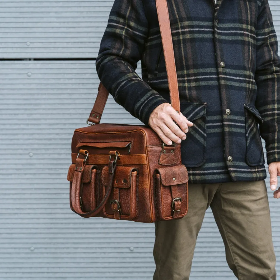 Limited Edition Roosevelt Buffalo Leather Pilot Bag | Buffalo Grain