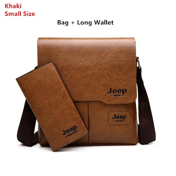 Man's Bag 2PC/Set Men Leather Messenger Shoulder Bags Business Crossbody Casual Bags Famous Brand Male Drop Shipping