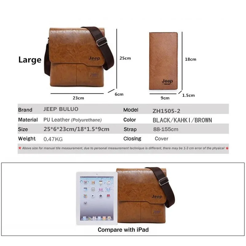 Man's Bag 2PC/Set Men Leather Messenger Shoulder Bags Business Crossbody Casual Bags Famous Brand Male Drop Shipping