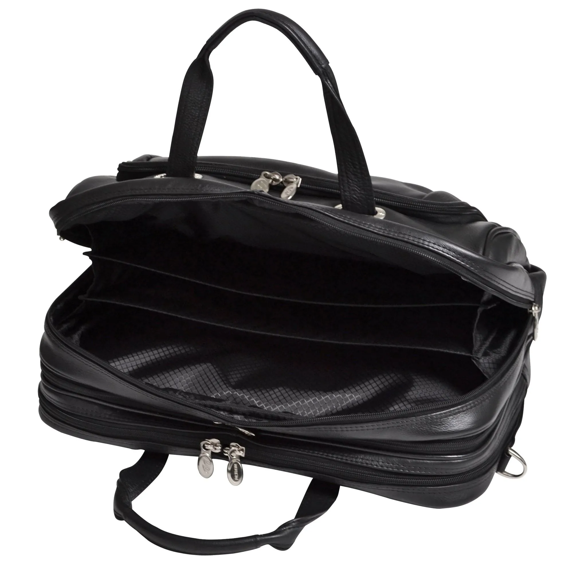 McKlein USA West Loop 15.6" Leather Expandable Double Compartment Briefcase Black