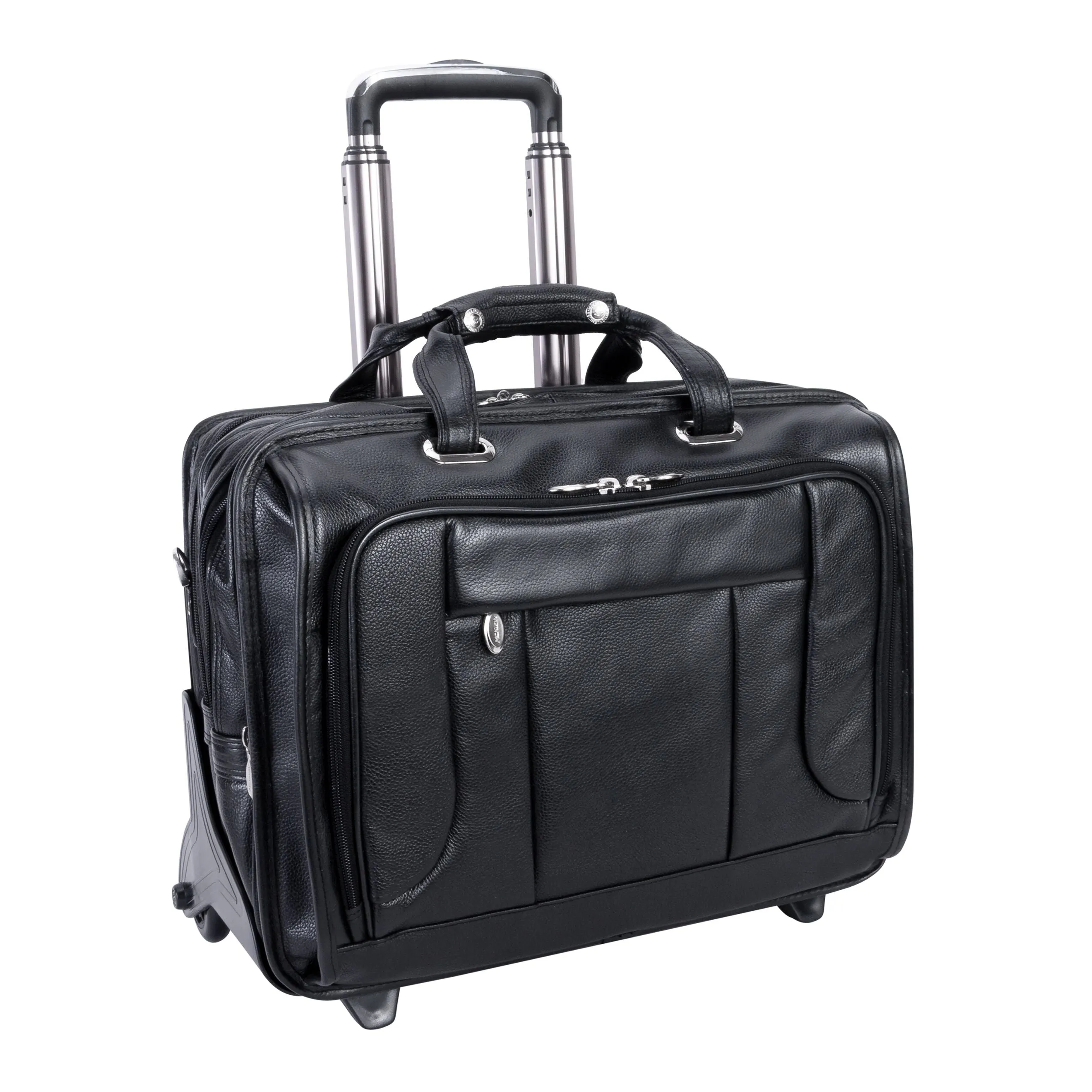 McKlein USA West Town 15.6" Leather Fly Through Checkpoint Friendly Detachable Wheeled Laptop Briefcase Assorted Colors