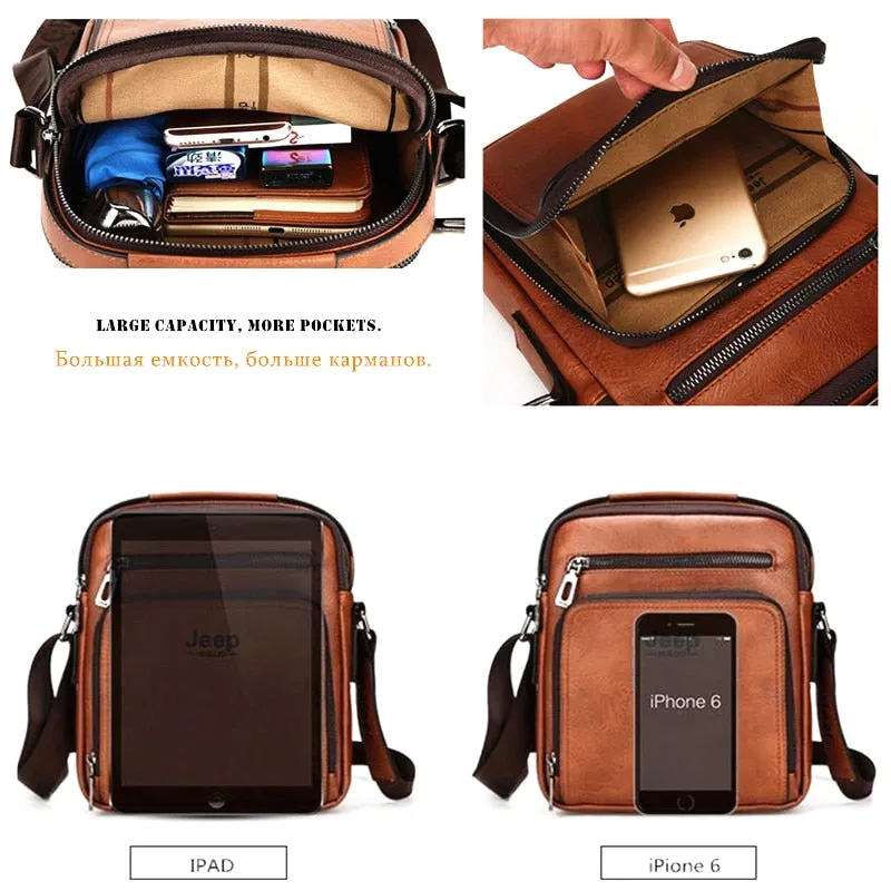 Men Bags Casual Handbag For IPAD Man Leather Messenger Shoulder Bag Crossbody Brown Business Male Tote