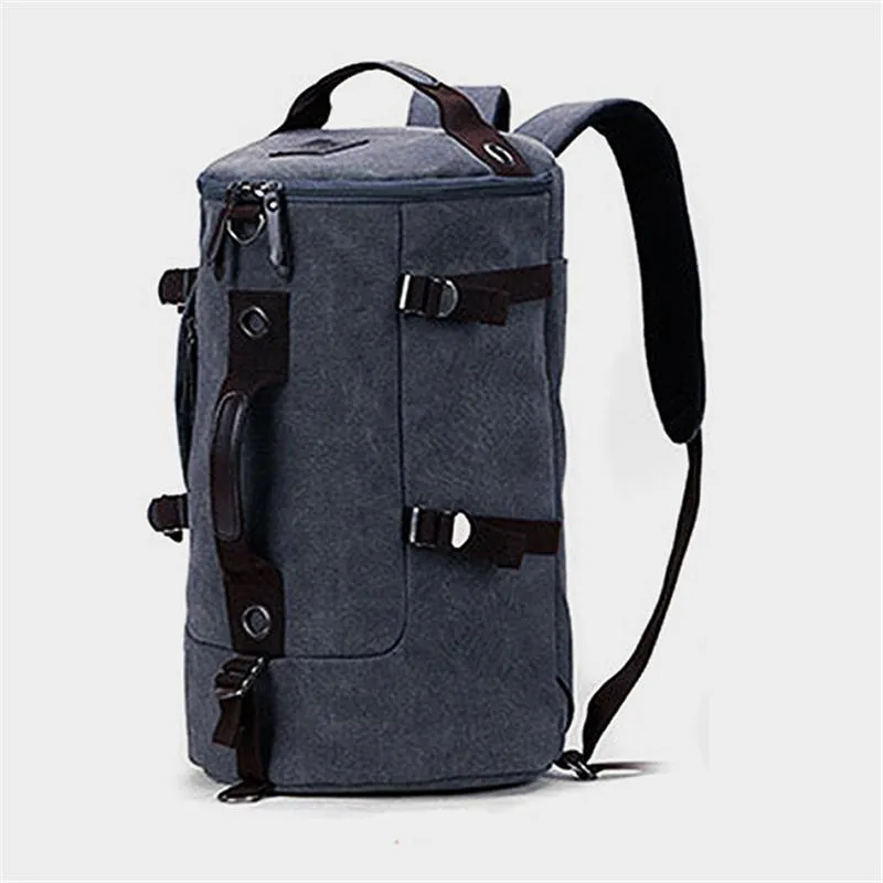 Men Large Capacity Leather Outdoor Travel Backpack Bucket Bag