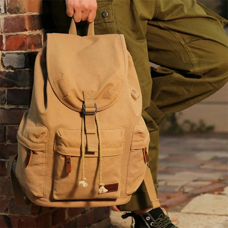 Men Retro Daily Canvas Backpack With USB Charging Port