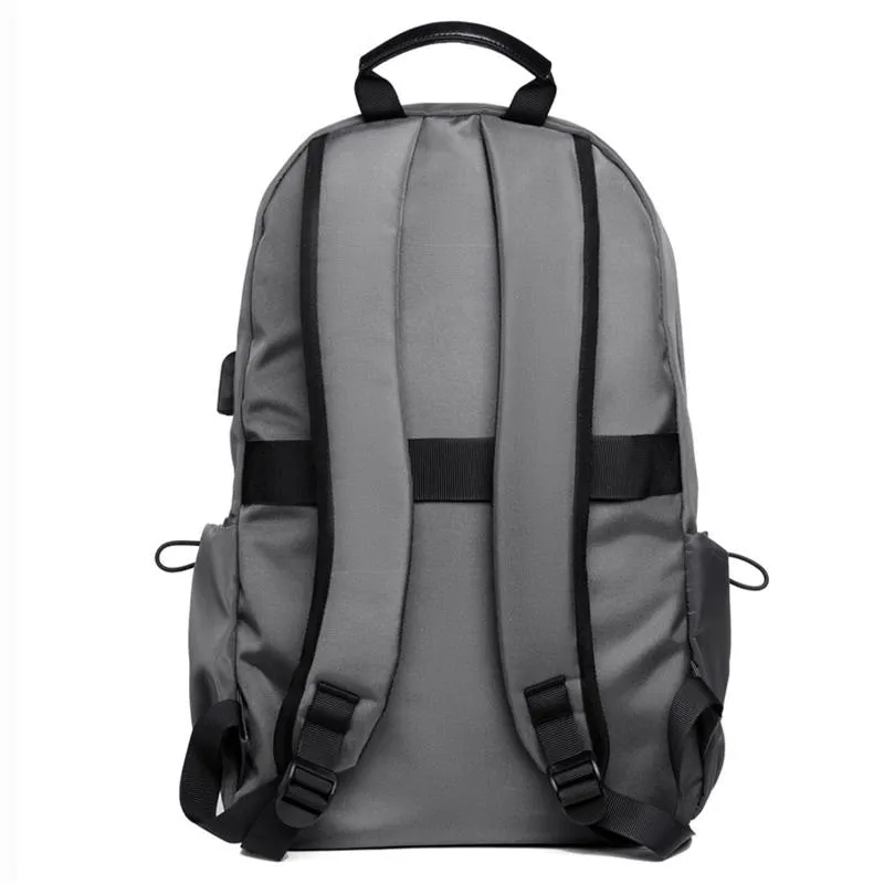 Men Solid Color Business Backpack With USB Charging Port