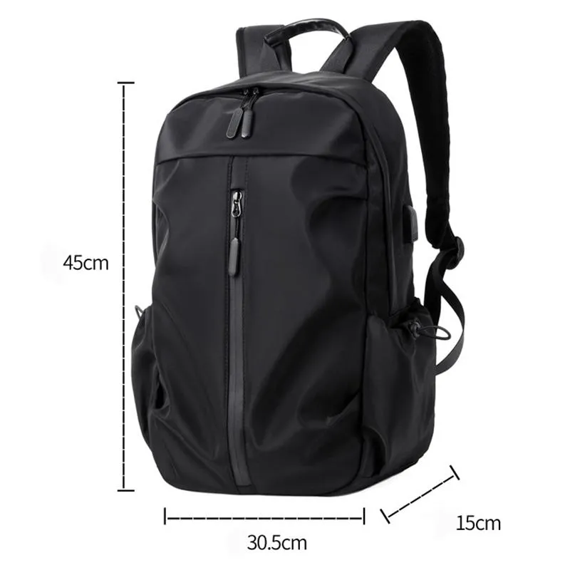 Men Solid Color Business Backpack With USB Charging Port