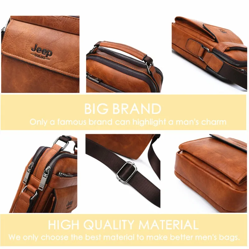 Men's Messenger Fashion Split Leather For Men Tote Bag Men Shoulder Bags High Quality Handbags New 2PC/Set