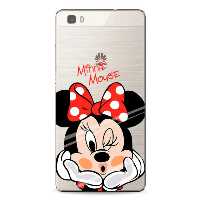 Mickey Minnie Case Ultra Thin Soft Silicon Transparent TPU Cover Coque For Huawei P8 Lite 2017 P9 P9 lite P10 Cases Fundas Capa