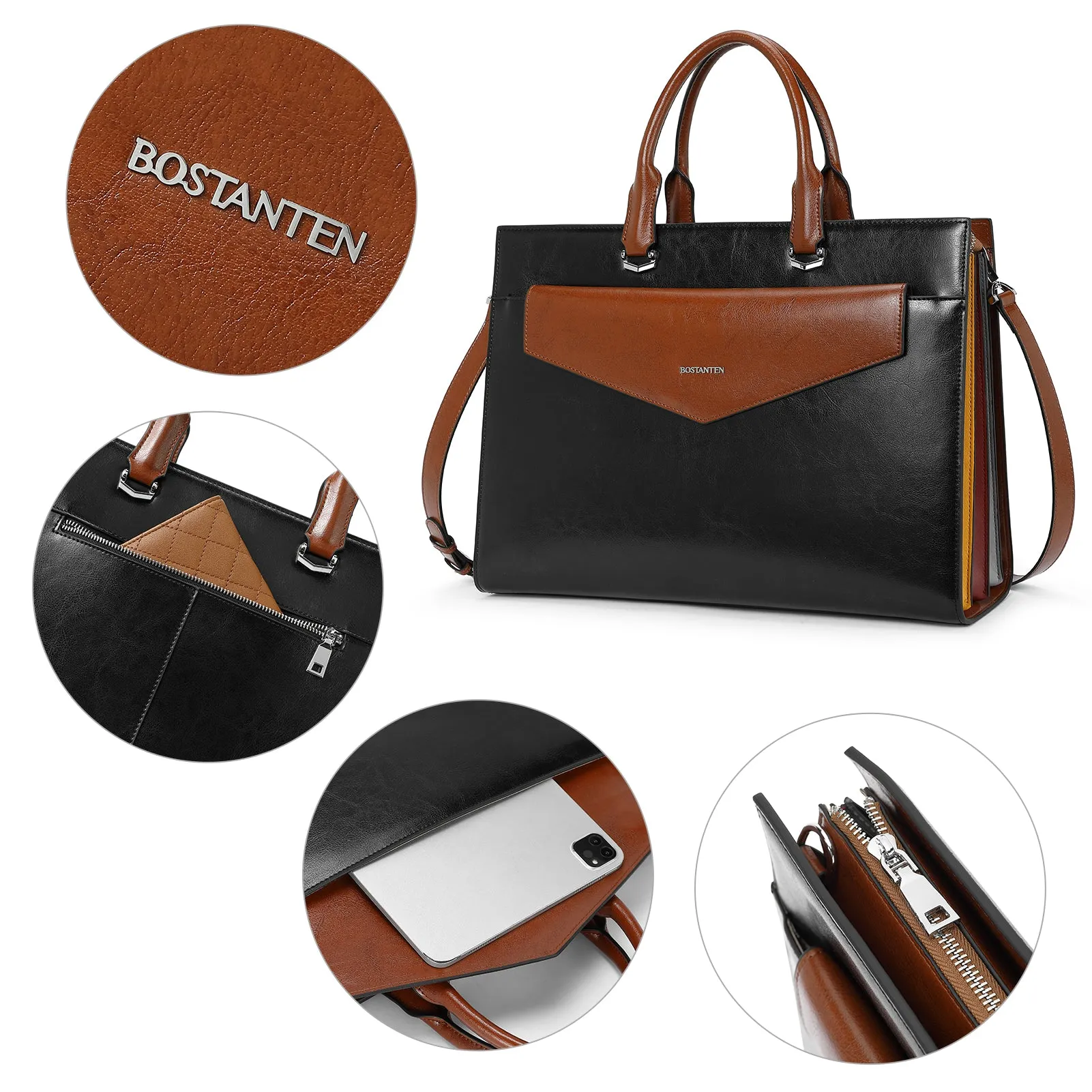 Mizuki Modern-Style Leather Briefcase