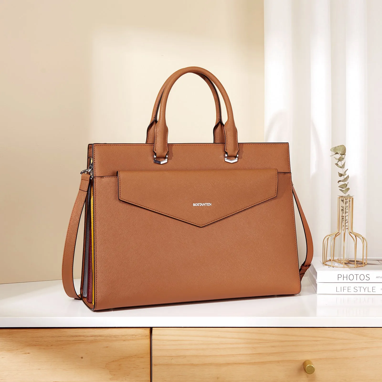 Mizuki Modern-Style Leather Briefcase