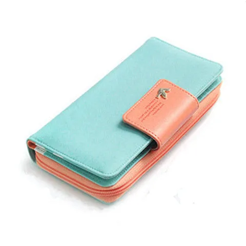 New Women Coin Purse High Capacity Bump Color Buckles Long Wallets Phone Fit For Iphone 4/4S/5S/5C Sumsang Billete Clutch Purse