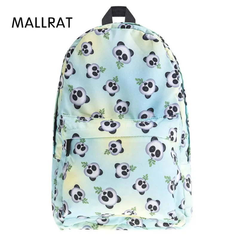 Panda Print  School Bags Bookbag for teenage girls sac a dos