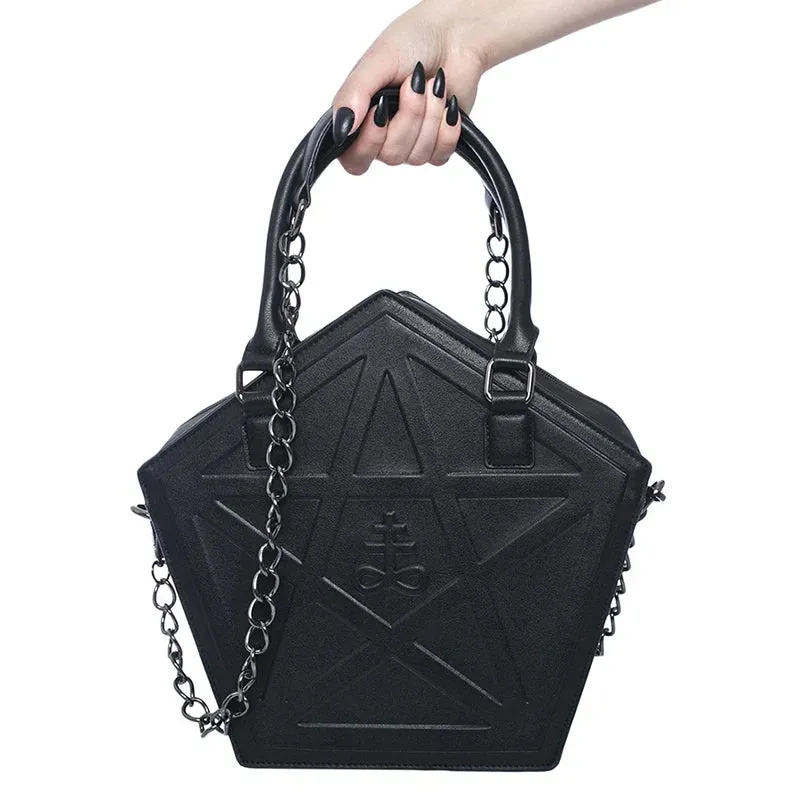 Pentagram Darkness Punk Soft Chain High Leather Quality Gothic Bag