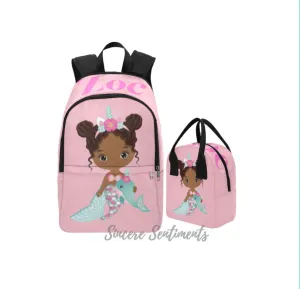 Personalized Pink Mermaid Backpack & Lunch Bag Bundle