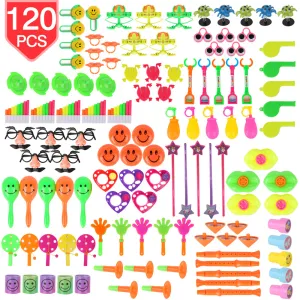 PROLOSO Bulk Toy Assortment for Kids Birthday Party Favors Prizes Box Carnival Prizes Pinata Fillers Students Rewards 120 Pcs