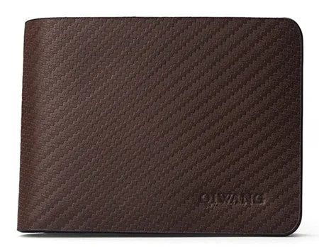 QIWANG Leather Men Wallet Carbon Pattern Luxury Leather Wallets Office Male Business Man Purse Insdie Microfiber Bifold Wallet