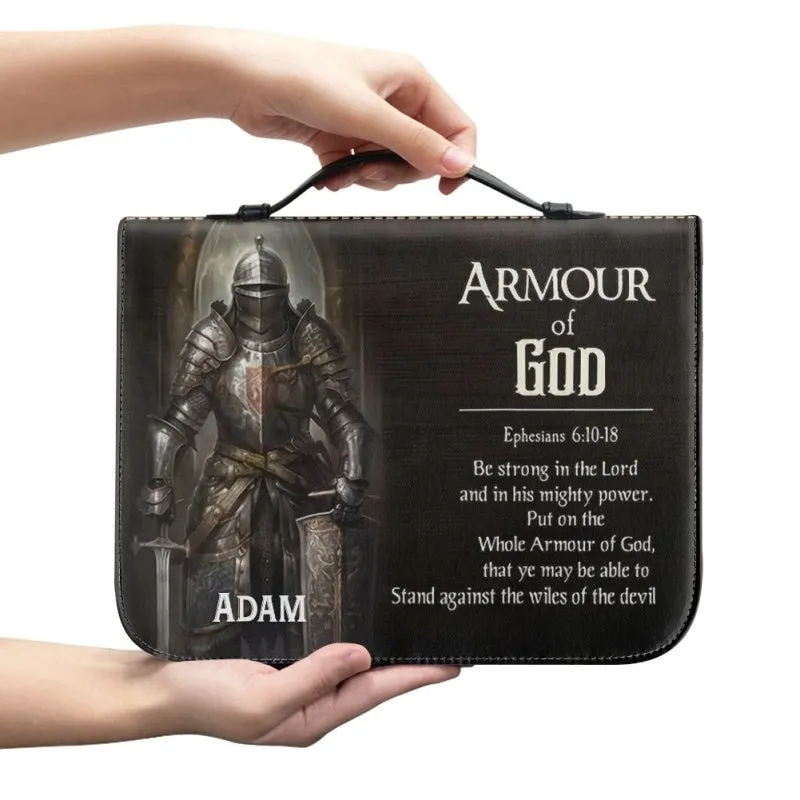 "Armour of God" Knight and Lion of Judah Leather Bible Cover with Personalization - CHRISTIANARTBAG CABBBCV02030324.