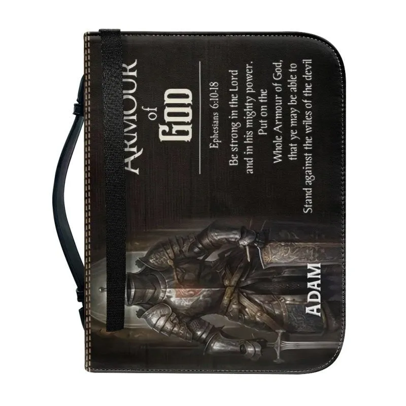 "Armour of God" Knight and Lion of Judah Leather Bible Cover with Personalization - CHRISTIANARTBAG CABBBCV02030324.