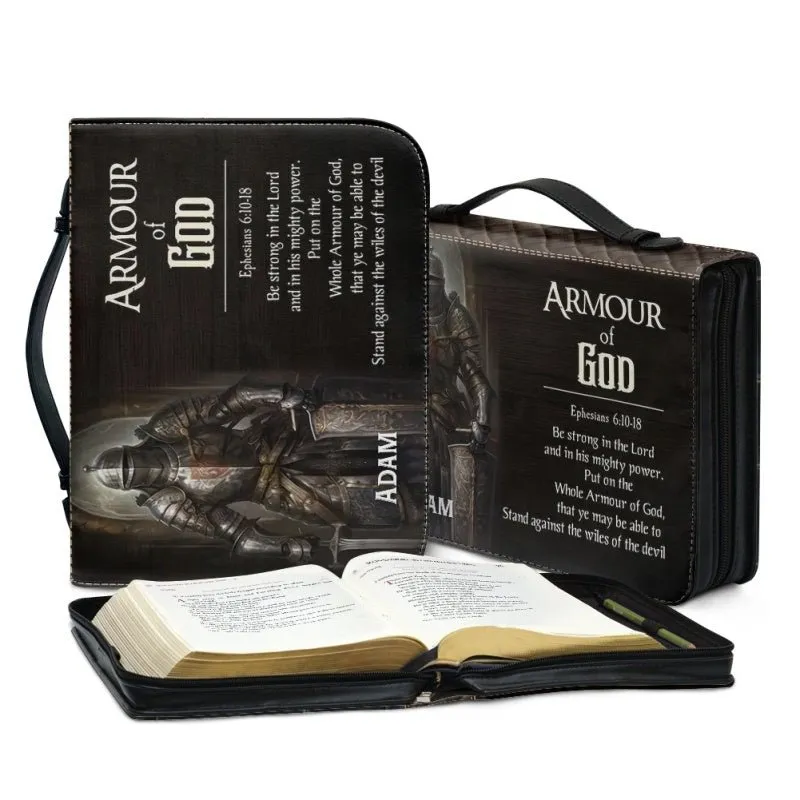 "Armour of God" Knight and Lion of Judah Leather Bible Cover with Personalization - CHRISTIANARTBAG CABBBCV02030324.