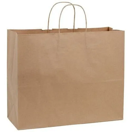 Recycled Natural Kraft Shopping Bags. - 16.00" x 6.00" x 12.00"