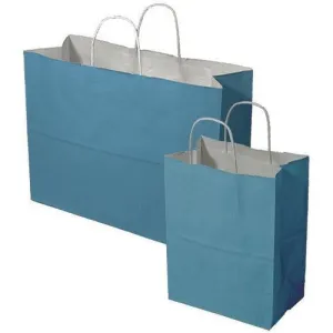 Recycled Peacock Kraft Petite Shopping Bags. - 8.00" x 4.75" x 10.25"