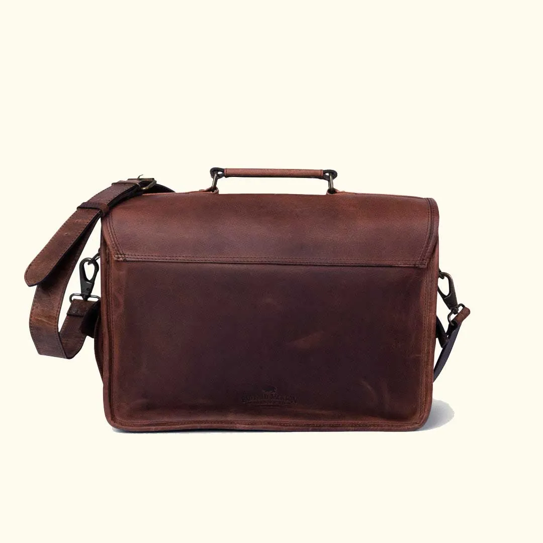 Roosevelt Buffalo Leather Briefcase Bag | Dark Oak