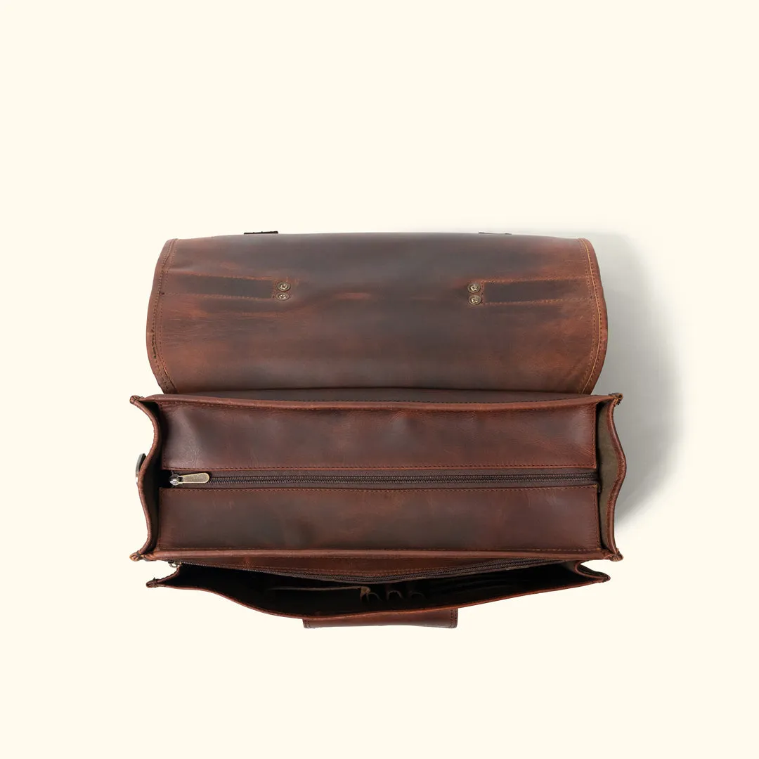 Roosevelt Buffalo Leather Briefcase Bag | Dark Oak