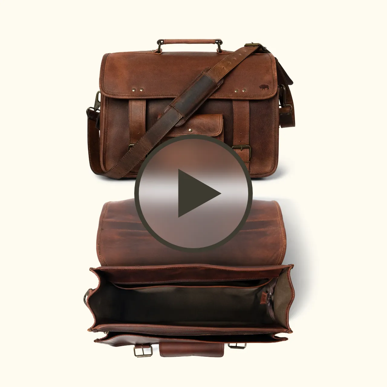 Roosevelt Buffalo Leather Briefcase Bag | Dark Oak