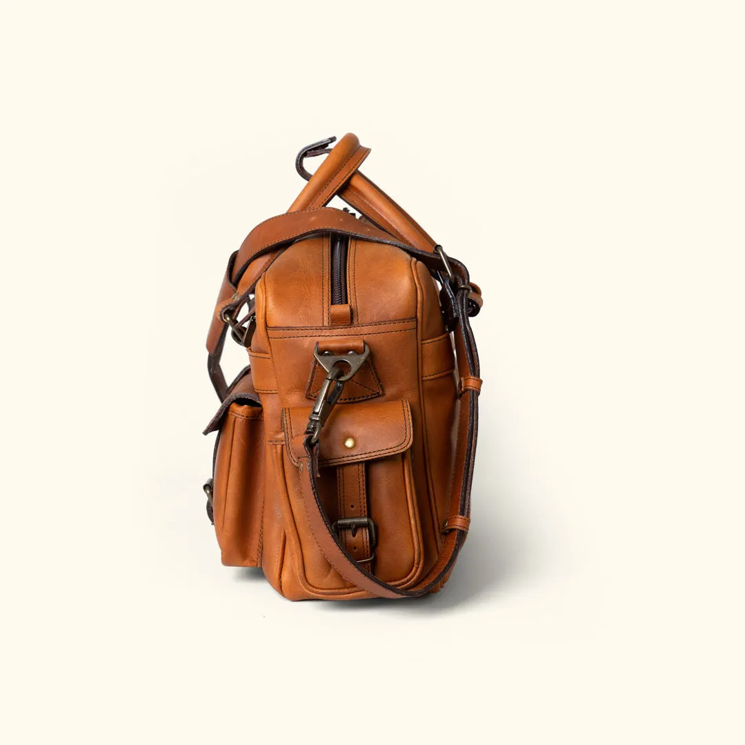 Roosevelt Buffalo Leather Pilot Bag | Amber Brown