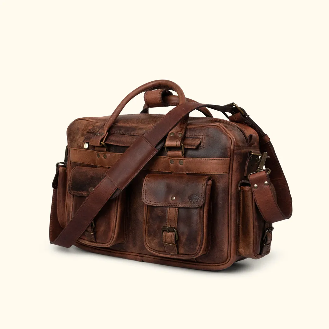 Roosevelt Buffalo Leather Pilot Bag | Dark Oak