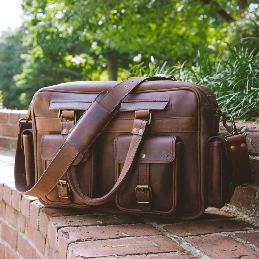 Roosevelt Buffalo Leather Pilot Bag | Dark Oak