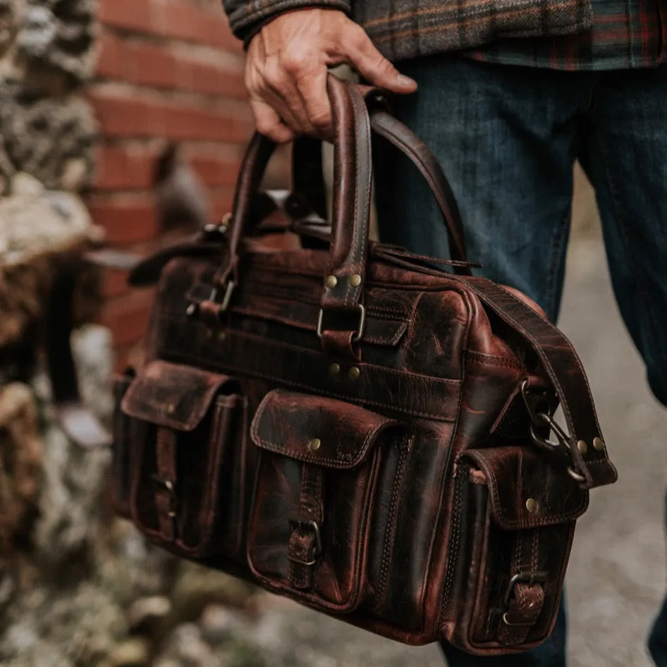 Roosevelt Buffalo Leather Pilot Bag - Large | Dark Oak