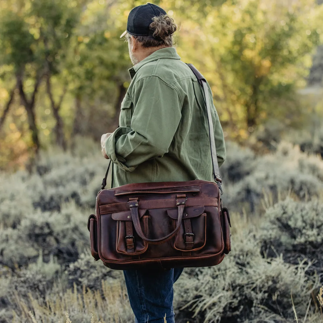 Roosevelt Buffalo Leather Pilot Bag - Large | Dark Oak