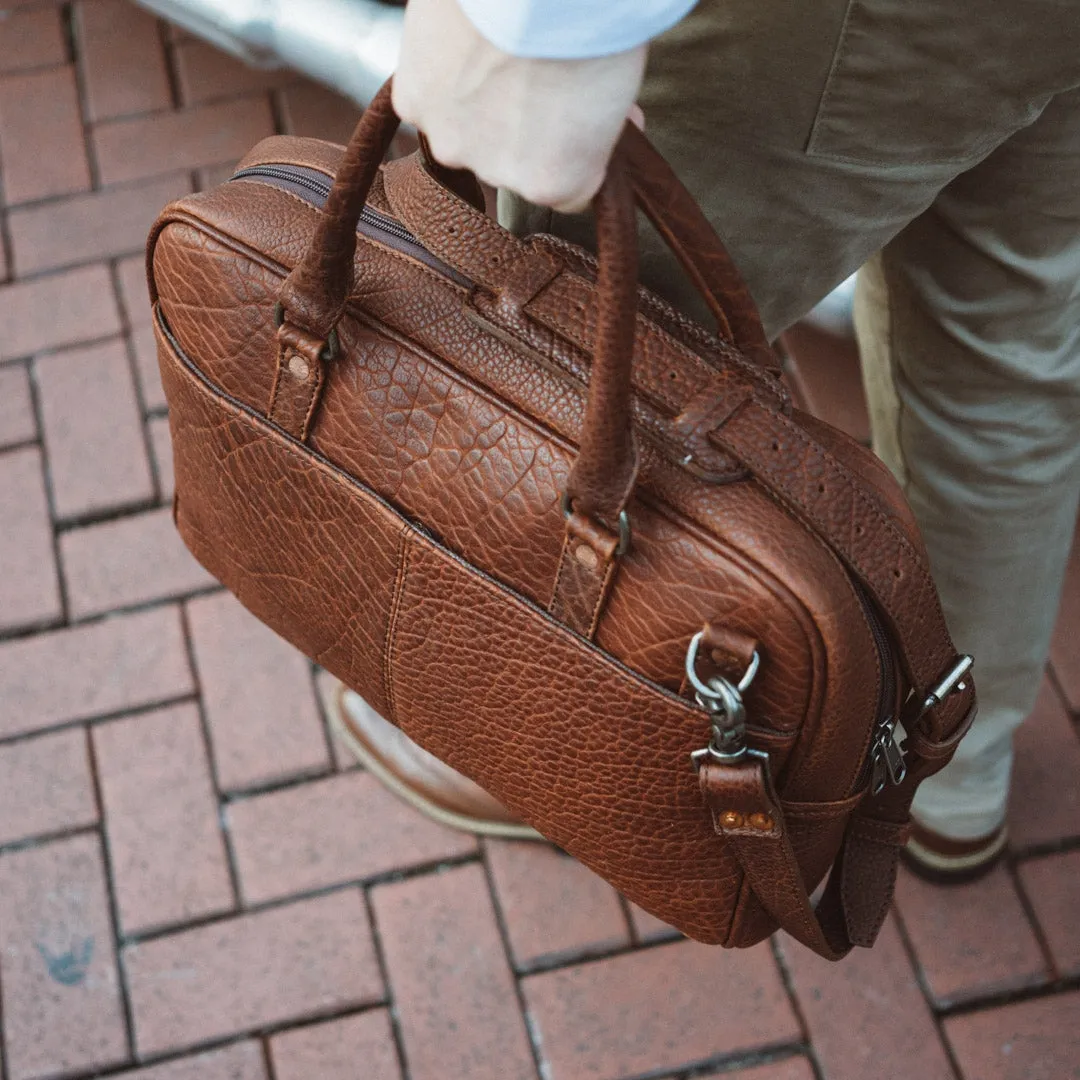 Ryder Reserve Bison Leather Laptop Briefcase | Brown