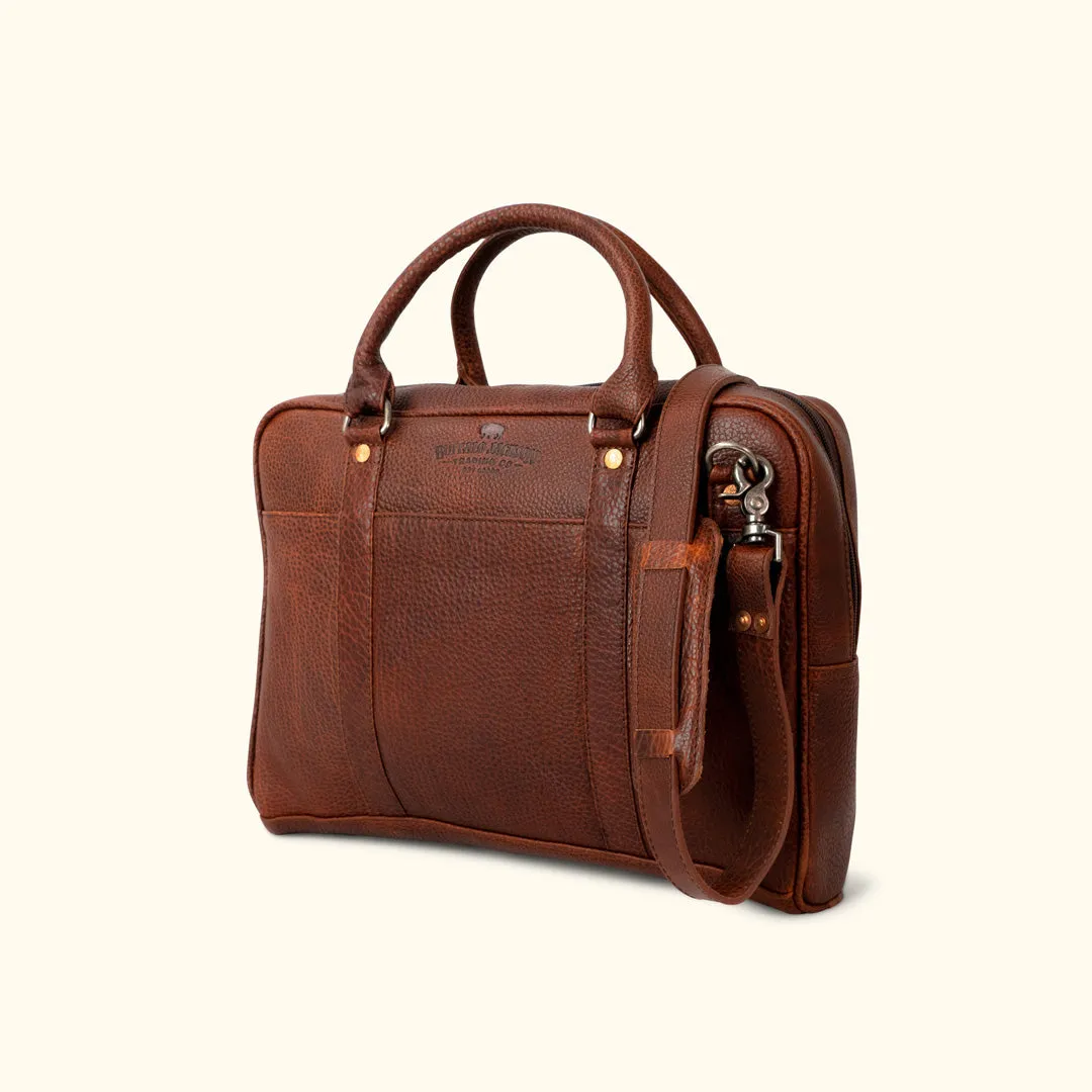 Ryder Reserve Bison Leather Laptop Briefcase | Brown