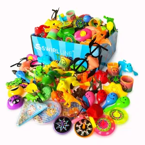 S SWIRLLINE Party Favors Kids Pinata Filler- 122 PCS Carnival Prizes Toys Bulk Assortment - Boys Girls Birthday Easter Egg Filler - Treasure Box Chest