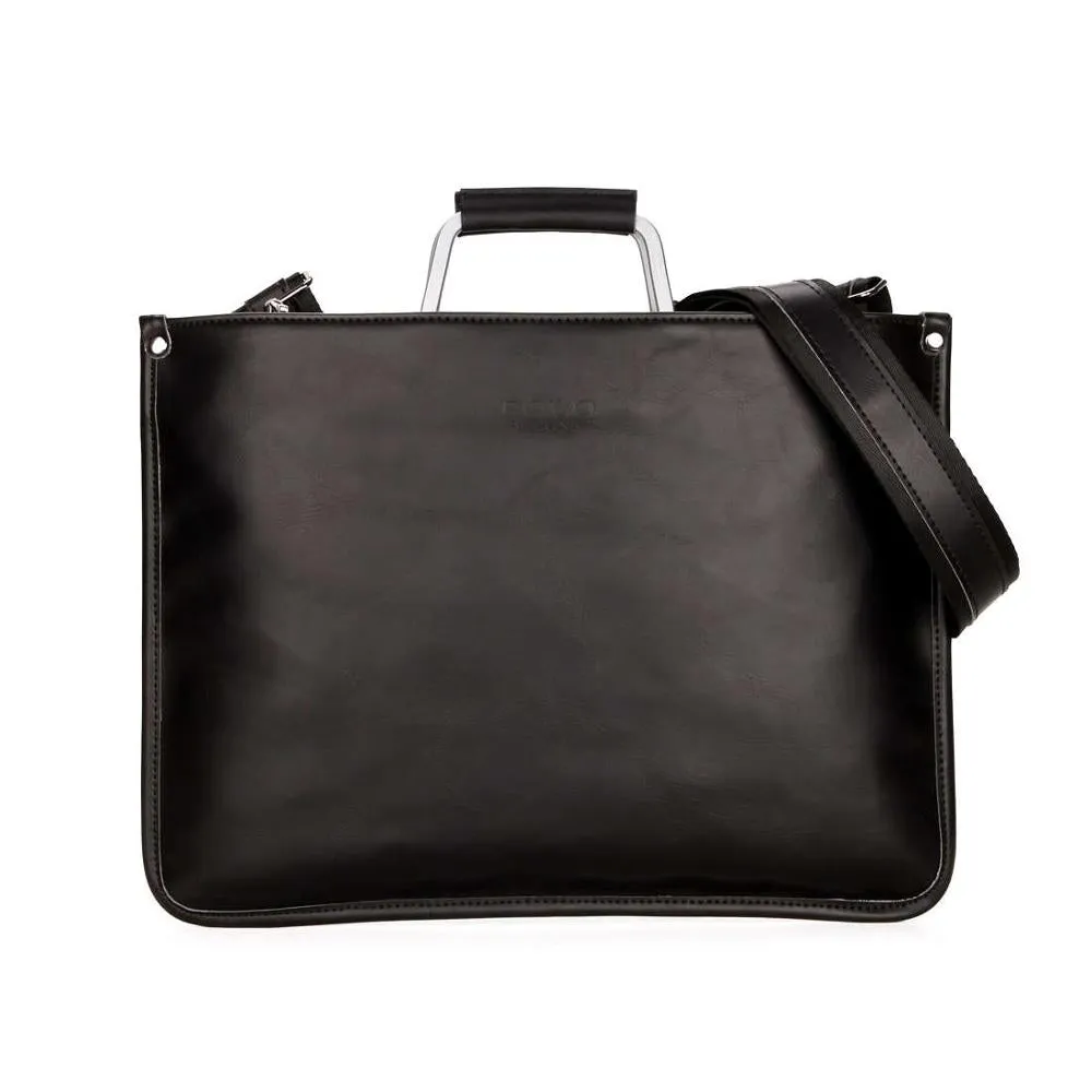 Simple Design Leather Briefcase with Metal Handle