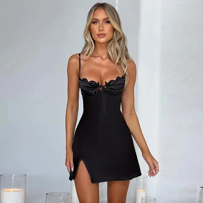 Spaghetti Strap Summer Backless Nightclub Sexy Party Slim Bodycon A-line Mini Dress