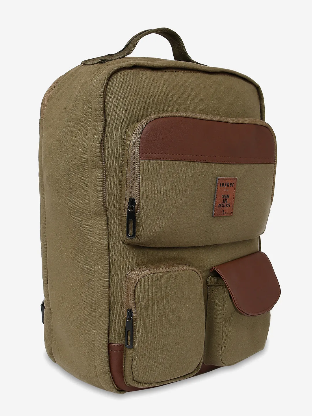 Spykar Olive Canvas Casual Traveler Backpacks