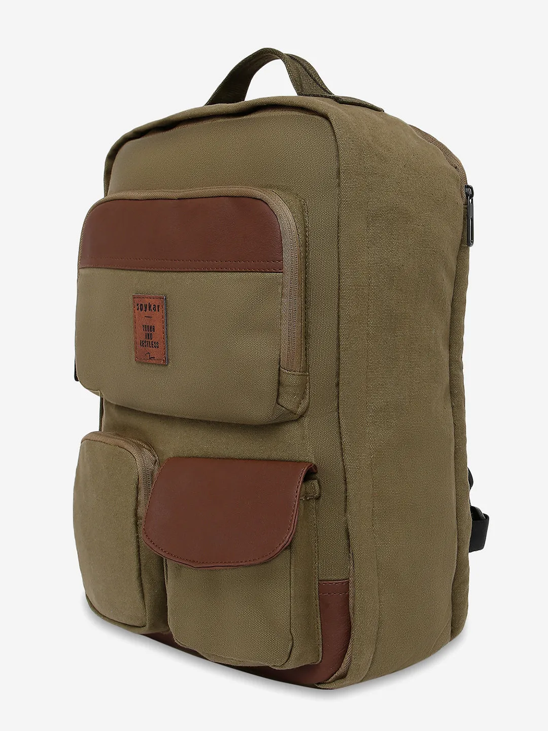 Spykar Olive Canvas Casual Traveler Backpacks