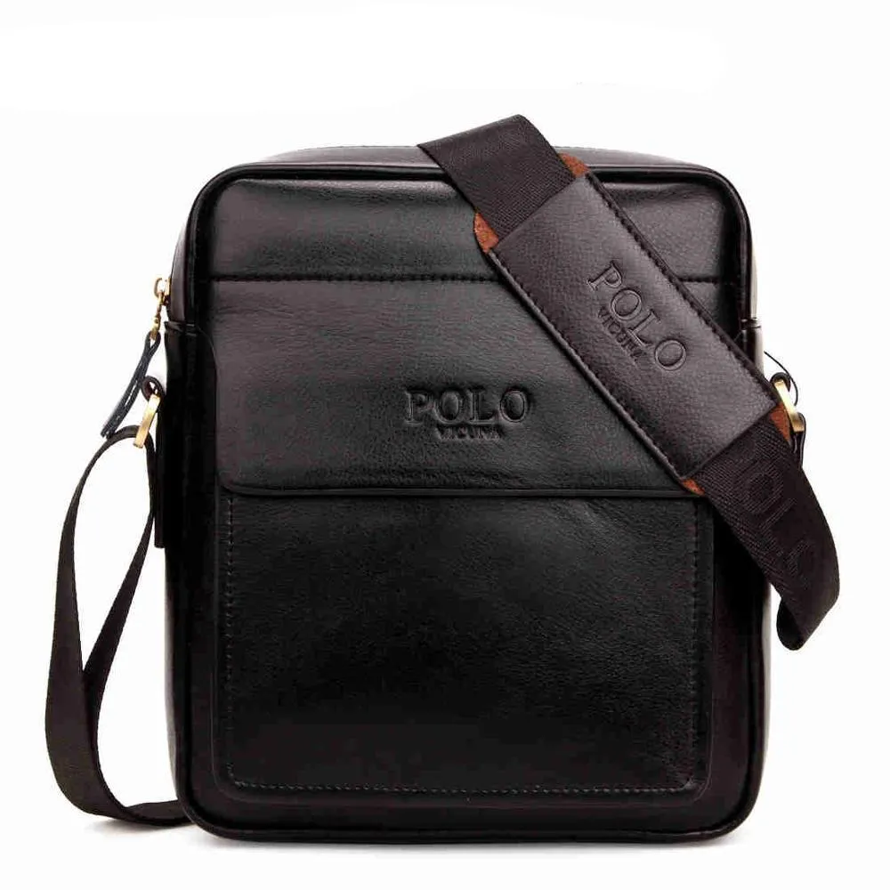 Square Businessmen Leather Shoulder Bag