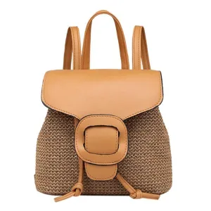 Straw Arcuate Shoulder Strap Flap Backpack