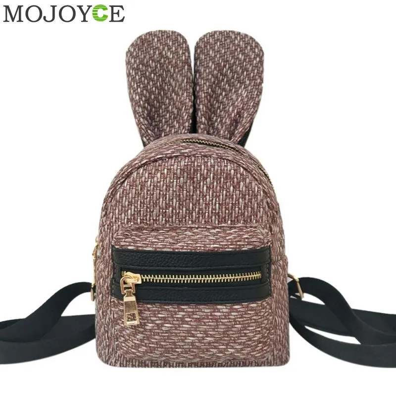 Summer Cute Rabbit Ears Straw Backpack