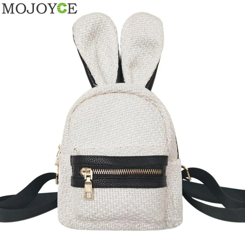 Summer Cute Rabbit Ears Straw Backpack