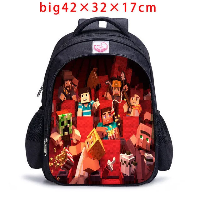 Teenager MineCraft Cartoon Backpack Boy Cartoon School Bags Hot Primary Backpack School Bags for Boys and Girl Mochila Sac A Dos