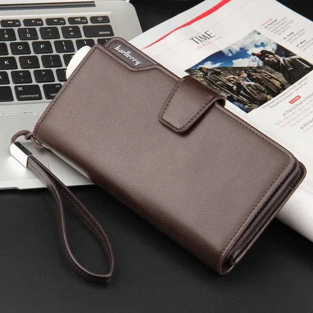 Top Quality  leather long wallet men pruse male clutch zipper around wallets men women money bag pocket mltifunction