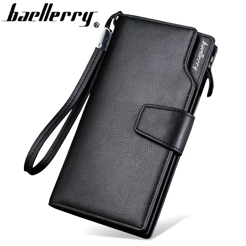 Top Quality  leather long wallet men pruse male clutch zipper around wallets men women money bag pocket mltifunction