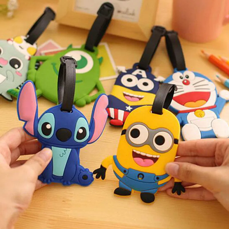 Travel Accessories Luggage Tag Suitcase Cartoon Style Cute Minions Cat Fashion Silicon Portable Travel Label