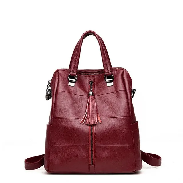 Trendy 3-in-1 Women Leather Preppy Backpack